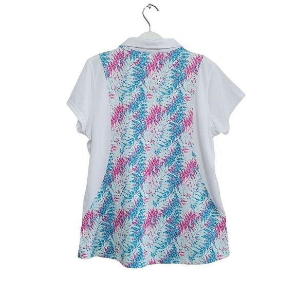 Pebble Beach Womens Golf Polo Shirt Size XL White Blue Pink Dry Luxe - Picture 3 of 3